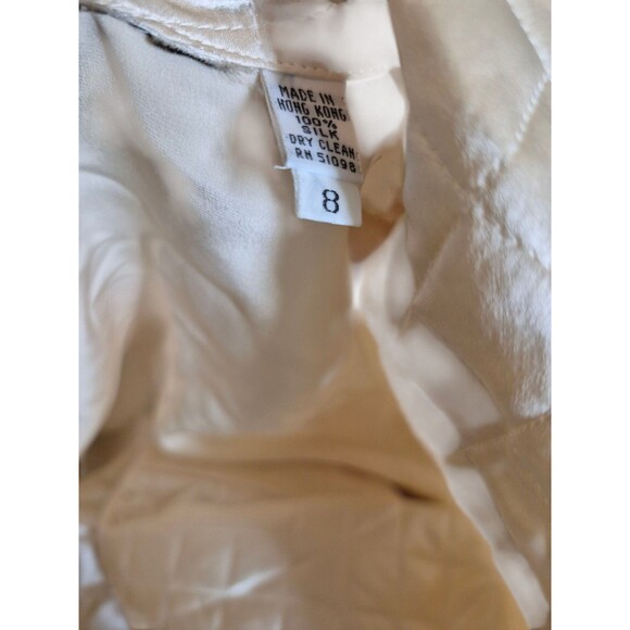 Eileen Fisher VTG 90s Silk Blouse Satin Wrap French Cuff Blouse Ivory Sz 6/8 - Picture 4 of 5
